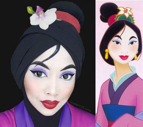 A transformation into Disney character Mulan. (Queen of Luna/ Instagram)