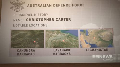 The defence force records of murder accused Christopher Carter. (Supplied)