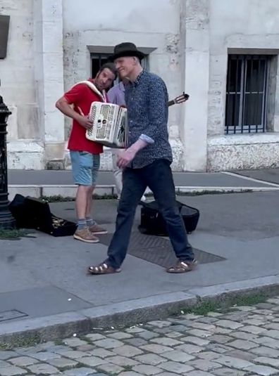 Midnight Oil's Peter Garrett and a French busker