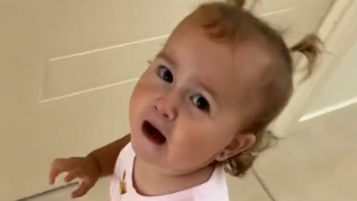 Hilarious moment baby stops crying mid-tantrum after mum says they are going to Bunnings