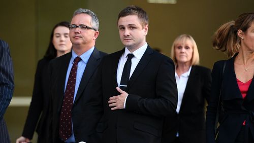 Mr Nesterowich leaves the Brisbane District Court. (AAP)