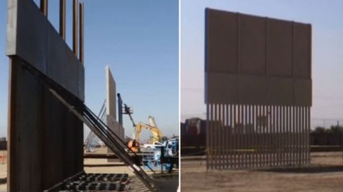 Construction has begun on US-Mexico border wall prototypes (Left: Charles Csavossy, US Customs and Border Protection Office)