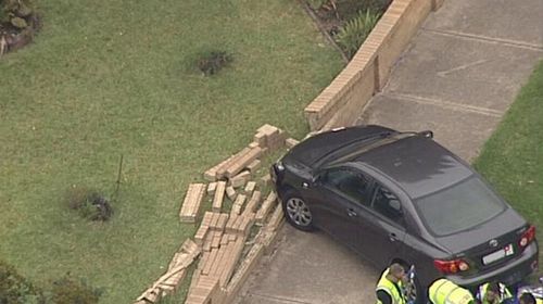 The car crashed into a brick wall. (9NEWS)