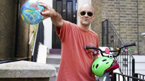 Britain's Prime Minister Boris Johnson's senior aid Dominic Cummings leaves his north London home, in London, Saturday May 23, 2020