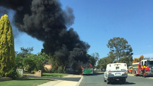 Perth bus evacuated moments before being engulfed in flames