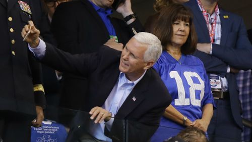 Mr Pence took a selfie while at the game. 