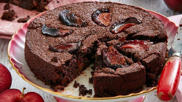Chocolate and plum brownie by Montague Plums