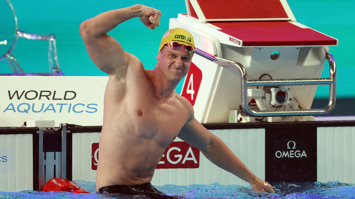 Aussie swimming underdog wins world titles gold, shatters national record