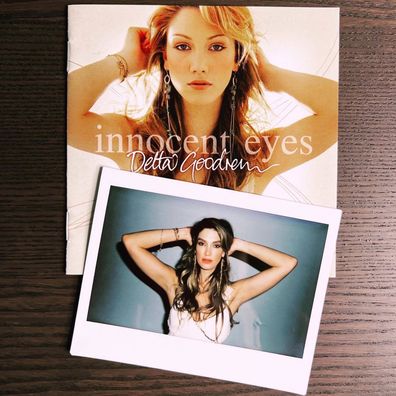 Delta Goodrem recreated the cover of her Innocent Eyes album in this polaroid.