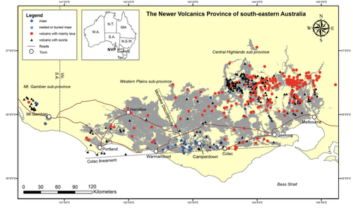 Australia's most recent volcanic areal; the Newer Volcanics Province of southeast Australia.