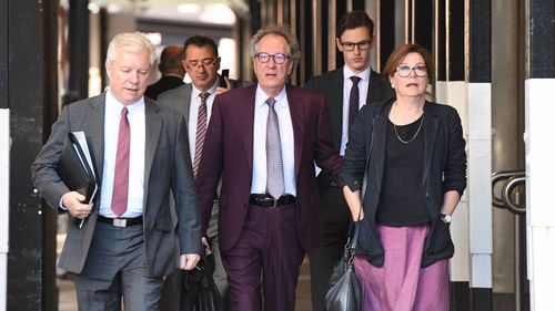 Rush arrives at the Federal Court in Sydney.