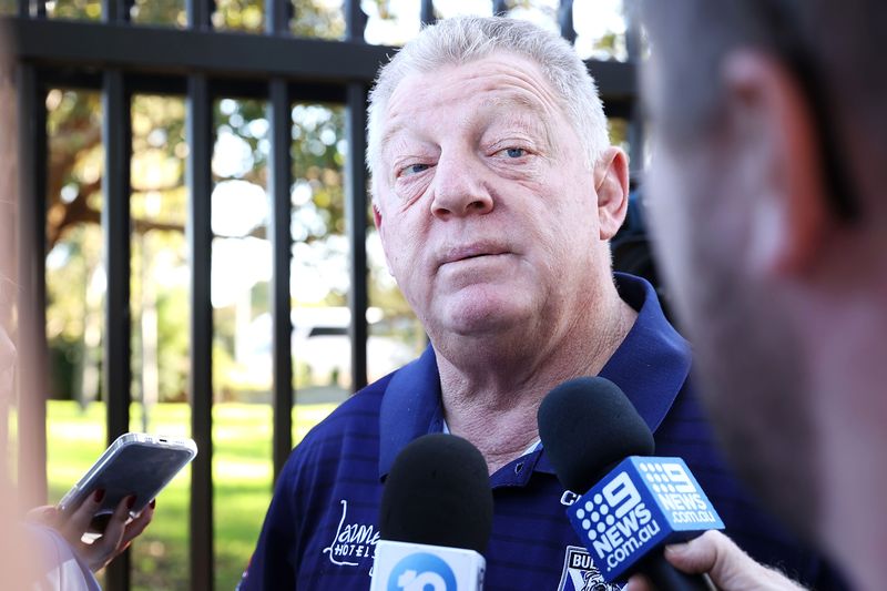 Bulldogs general manager of football Phil Gould speaks to the media at Belmore Sports Ground. 