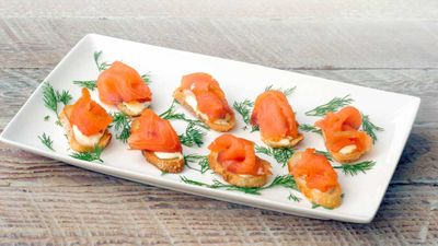Cold smoked salmon with dill creme fraiche