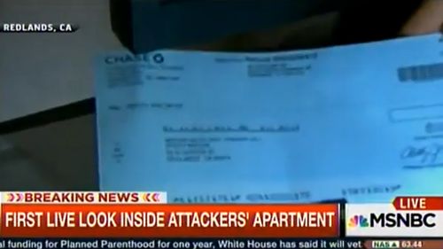Sanders held up items for the camera including bank statements and personal files. (MSNBC)