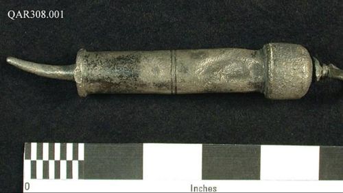 A urethral syringe discovered on board Blackbeard's ship. (Supplied)