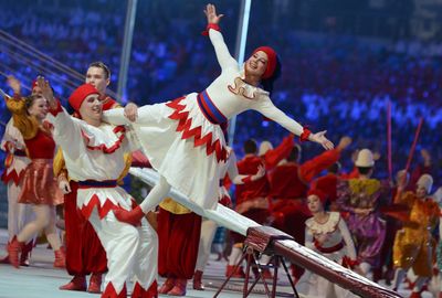<b>Russia has shown its lighter side at the Winter Olympics Closing Ceremony, mocking an embarrassing hiccup from the Opening Ceremony when an illuminated Olympic ring failed to open.</b><br/><br/>The packed Fisht stadium on the Black Sea coast was in high spirits after the home nation earlier topped the medals table and roared in appreciation when hundreds of glittering performers formed four big rings and a small one, which then opened up.<br/><br/>Sochi threw a two and a half hour party to end the 2014 Games. (Getty Images)<br/>