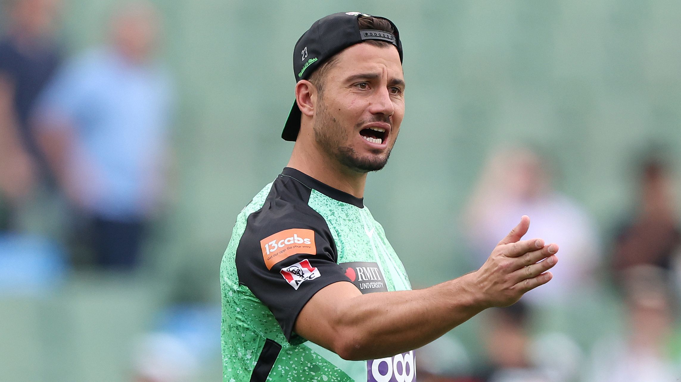 MELBOURNE, AUSTRALIA - DECEMBER 13: Marcus Stoinis of the Stars warms up prior to the BBL match between Melbourne Stars and Perth Scorchers at Melbourne Cricket Ground, on December 13, 2023, in Melbourne, Australia. (Photo by Robert Cianflone/Getty Images)