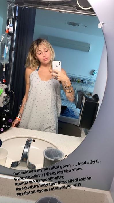 Miley Cyrus, hospital, tonsillitis, selfies, Instagram