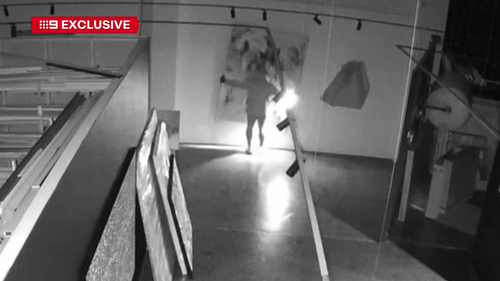 A painting dedicated to the late daughter of two The Block stars and set to raise money for newborn intensive care has been stolen in a brazen art heist in Melbourne's north.