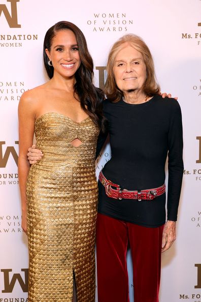 NEW YORK, NEW YORK - MAY 16: Meghan, The Duchess of Sussex and Gloria Steinem attend the Ms. Foundation Women of Vision Awards: Celebrating Generations of Progress & Power at Ziegfeld Ballroom on May 16, 2023 in New York City. (Photo by Kevin Mazur/Getty Images Ms. Foundation for Women)