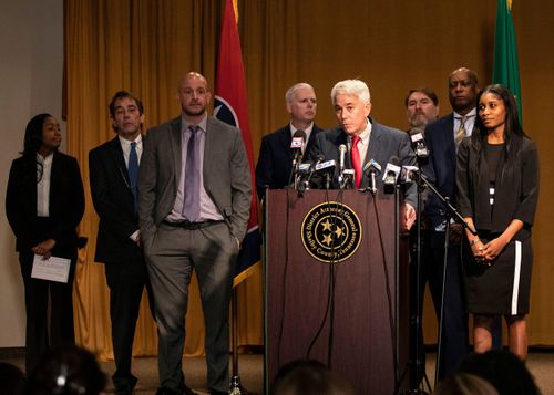 District Attorney Steve Mulroy is pictured at a news conference in Memphis on January 26.