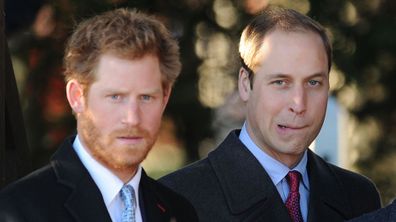 Prince Harry and Prince William after the traditional service. (AAP)