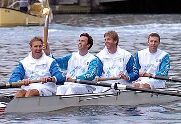 At which Games did the Oarsome Foursome win their first Olympic gold medal?