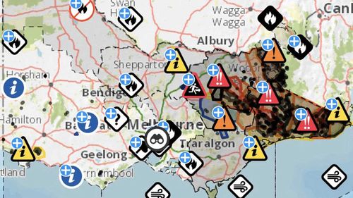 This January 11 image shows the warnings that were in place across Victoria.