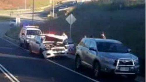 Hunt on for couple after NSW highway patrol car rammed