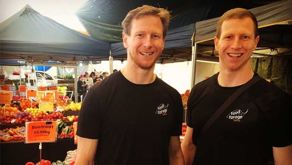 Two of Food Forage's creators, Ben and Carey Fell, talking to local producers. Image: Supplied