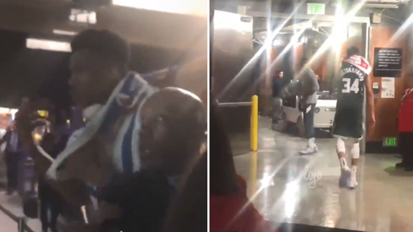 NBA MVP Giannis Antetokounmpo gets into heated tunnel exchange with abusive fan following loss to LA Lakers