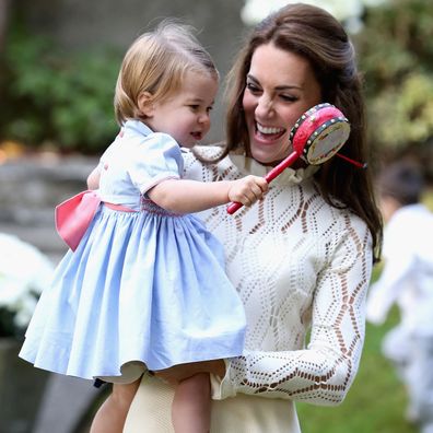 Kate Middleton with Princess Charlotte on the royal tour of Canada, 2016.