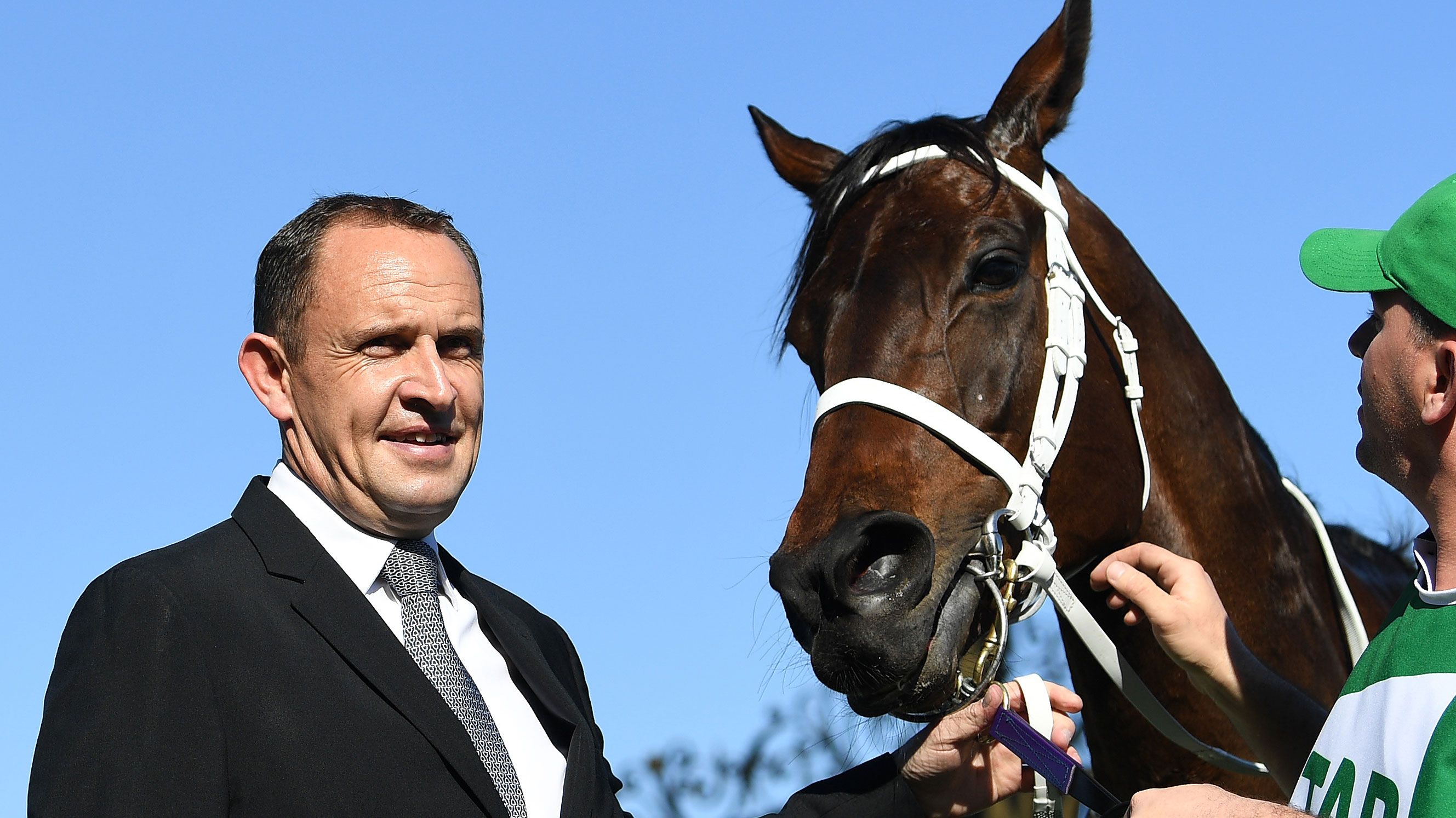 Trainer Chris Waller with Winx.