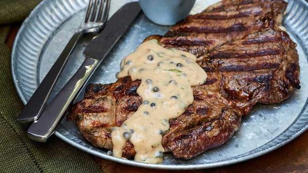 Big Marn's easy steak with peppercorn sauce