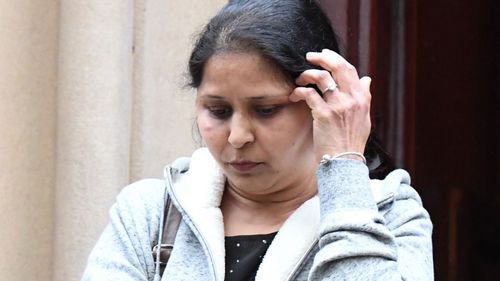 Seema Chaudhary, the best friend of the victim, leaves the King Street Courts in Sydney.