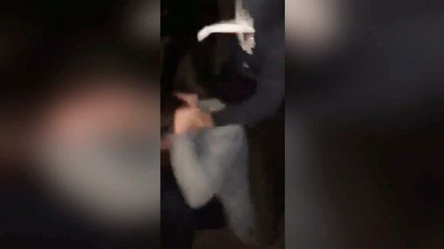 Video obtained exclusively by 9News shows the teens initially arguing with two men aged 27 and 30 inside the restaurant.