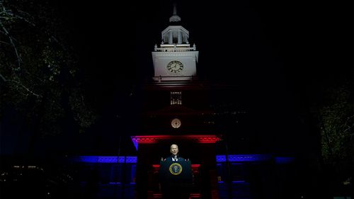 Joe Biden gave his speech outside the building where the US Constitution was written.
