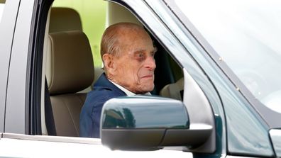 Prince Philip driving his car