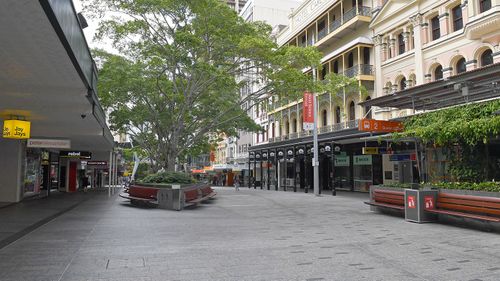Brisbane's empty CBD during the three-day lockdown.