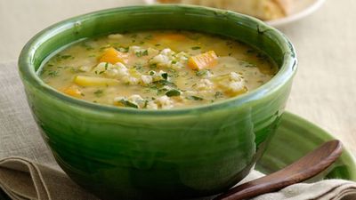 Recipe: <a href="http://kitchen.nine.com.au/2016/05/19/14/28/hearty-chicken-and-barley-soup" target="_top">Hearty chicken and barley soup</a>