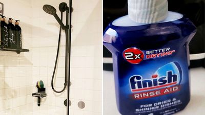 Rinse aid for shower glass