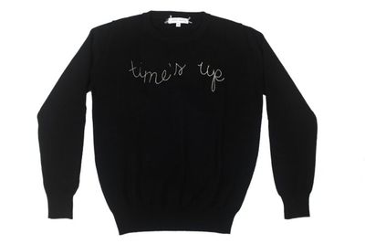 <a href="https://linguafranca.nyc/collections/lf-for-times-up/products/times-up-black" target="_blank" draggable="false">Lingua Franca Time's Up sweater, $485.70</a>