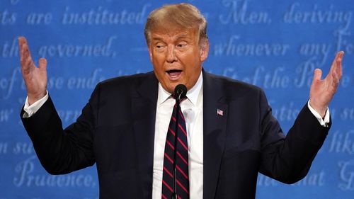 President Donald Trump speaks during the first presidential debate with Democratic presidential candidate former Vice President Joe Biden Tuesday, Sept. 29, 2020, at Case Western University and Cleveland Clinic, in Cleveland. (AP Photo/Julio Cortez)