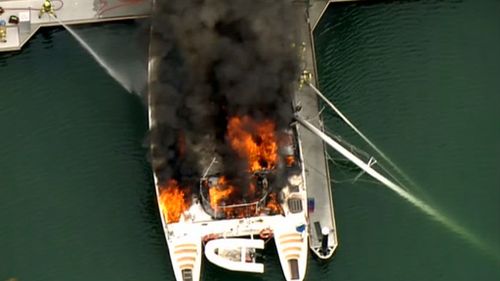 The 40 foot boat was gutted by fire. (9NEWS)