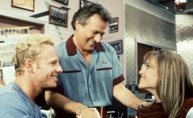 Joe E. Tata, seen here with Ian Ziering and Hilary Swank, played a father-figure on the show.
