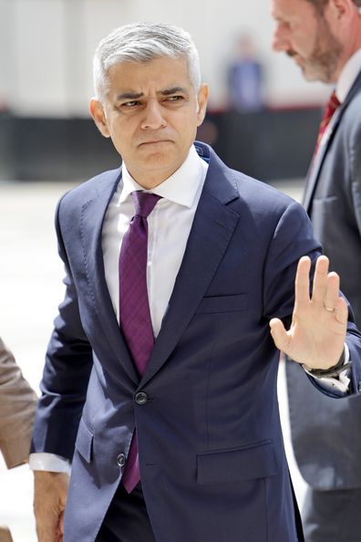 Mayor of London Sadiq Khan arrives for the Lord Mayor's reception for the National Service of Thanksgiving at The Guildhall on June 03, 2022 in London, England. 