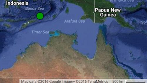 A map showing the earthquake off Indonesia. (Geoscience Australia Earthquakes)