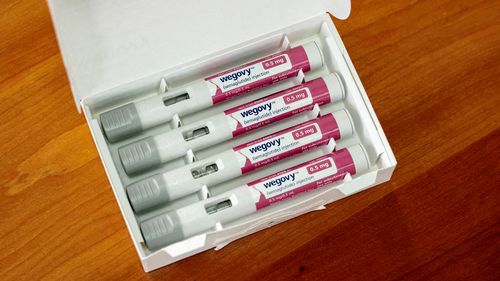 A selection of injector pens for the Wegovy weight loss drug.