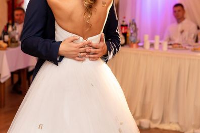 Bride and groom dancing