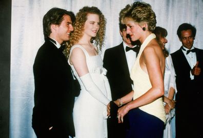 Princess Diana meets Tom Cruise and Nicole Kidman at the premiere of 'Far and Away' in July, 1992.